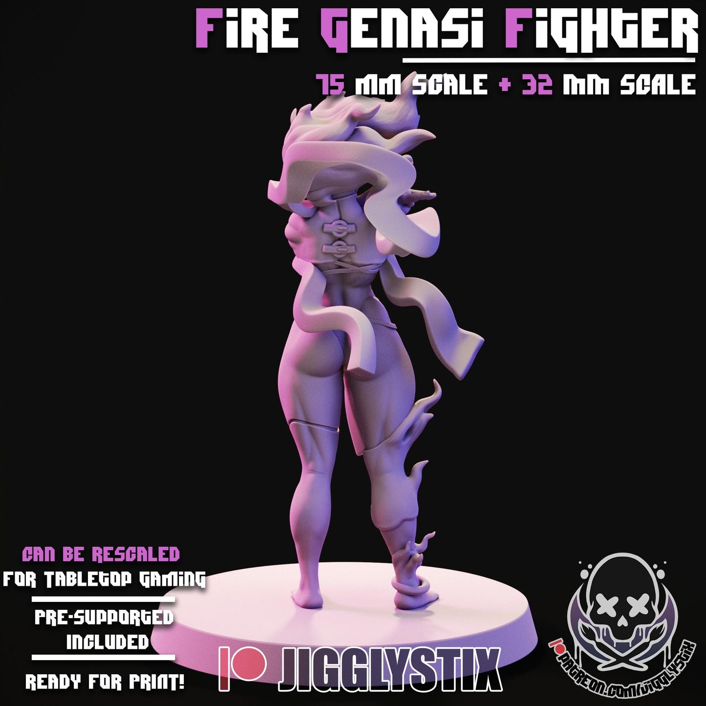 Fire Genasi Fighter Miniature | Jigglystix