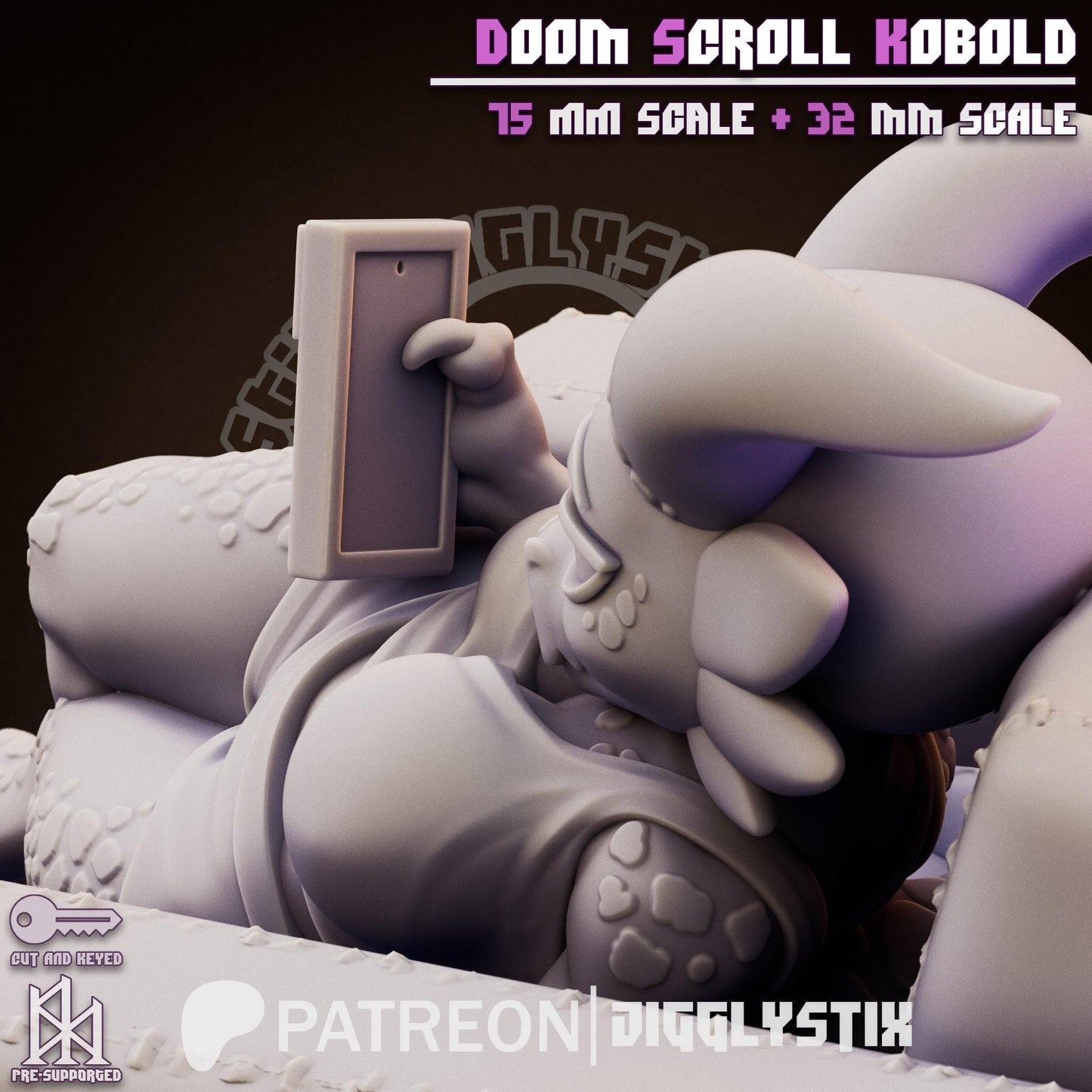 Doom Scroll Kobold Miniature | Jigglystix