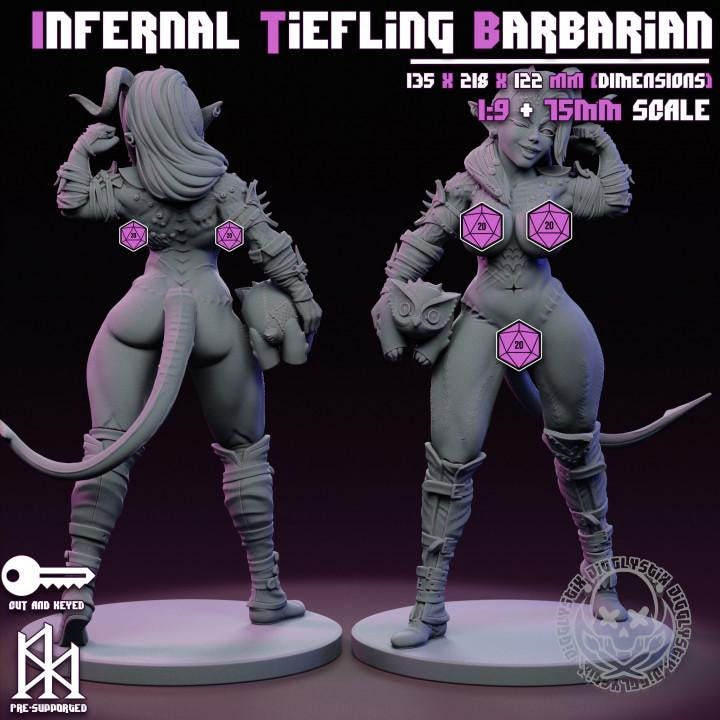 Infernal Tiefling Barbarian Miniature | Jigglystix