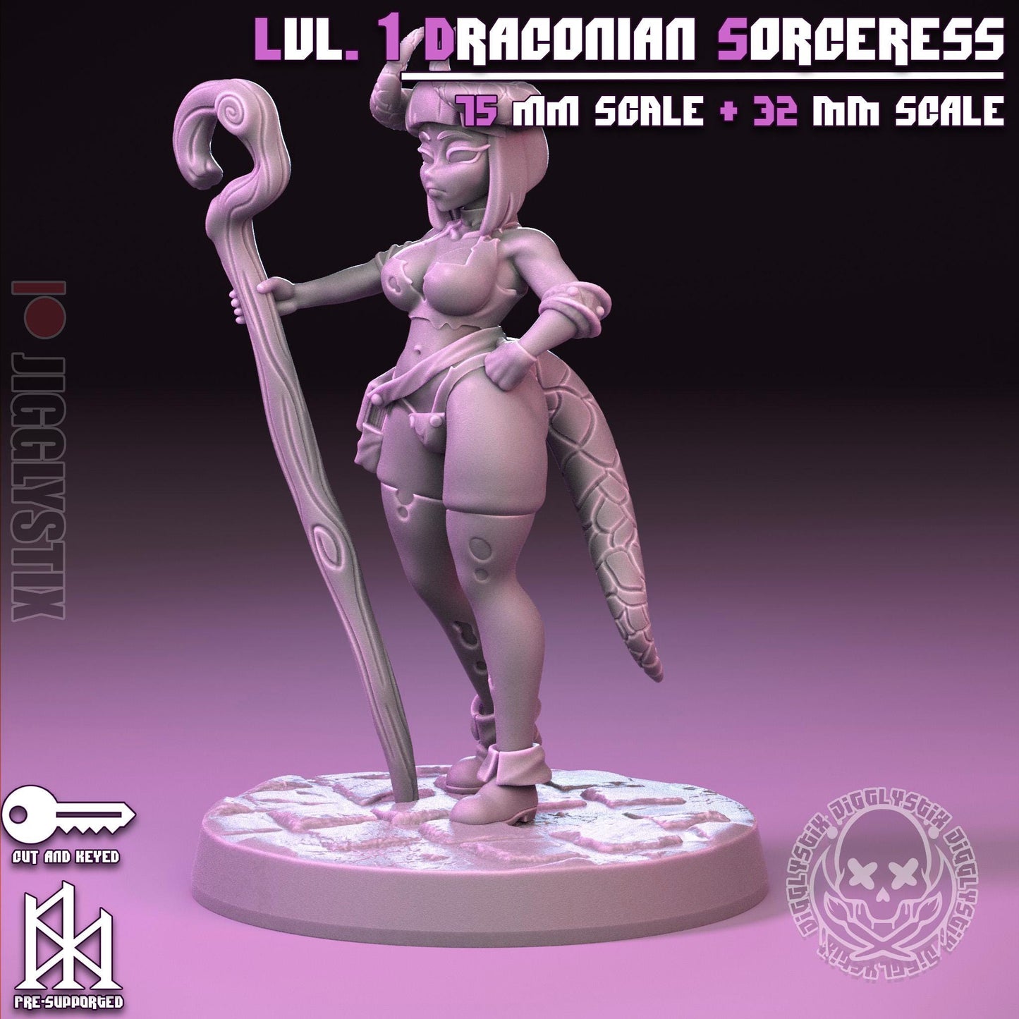 Lvl. 1 Draconian Sorceress Miniature | Jigglystix