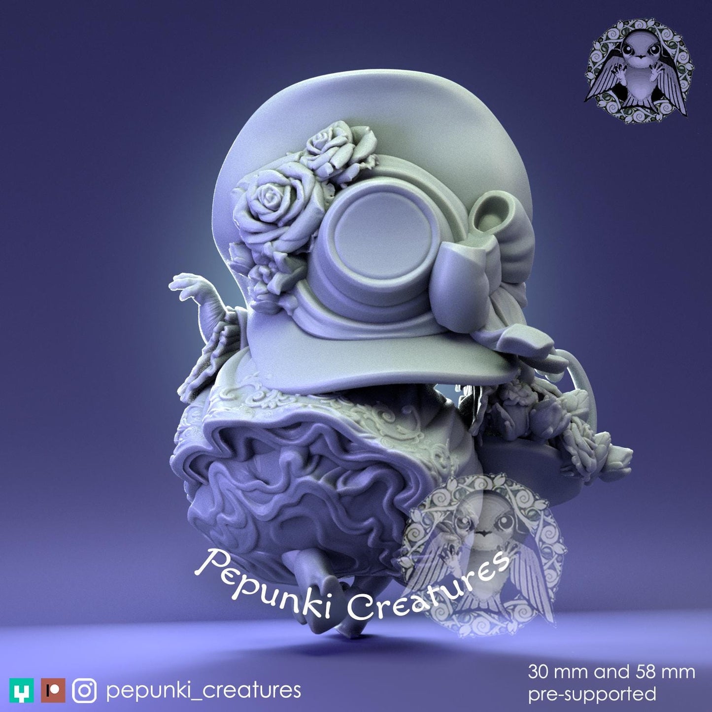 Chinchilla Florist | Tabletop Miniature | Pepunki Creatures