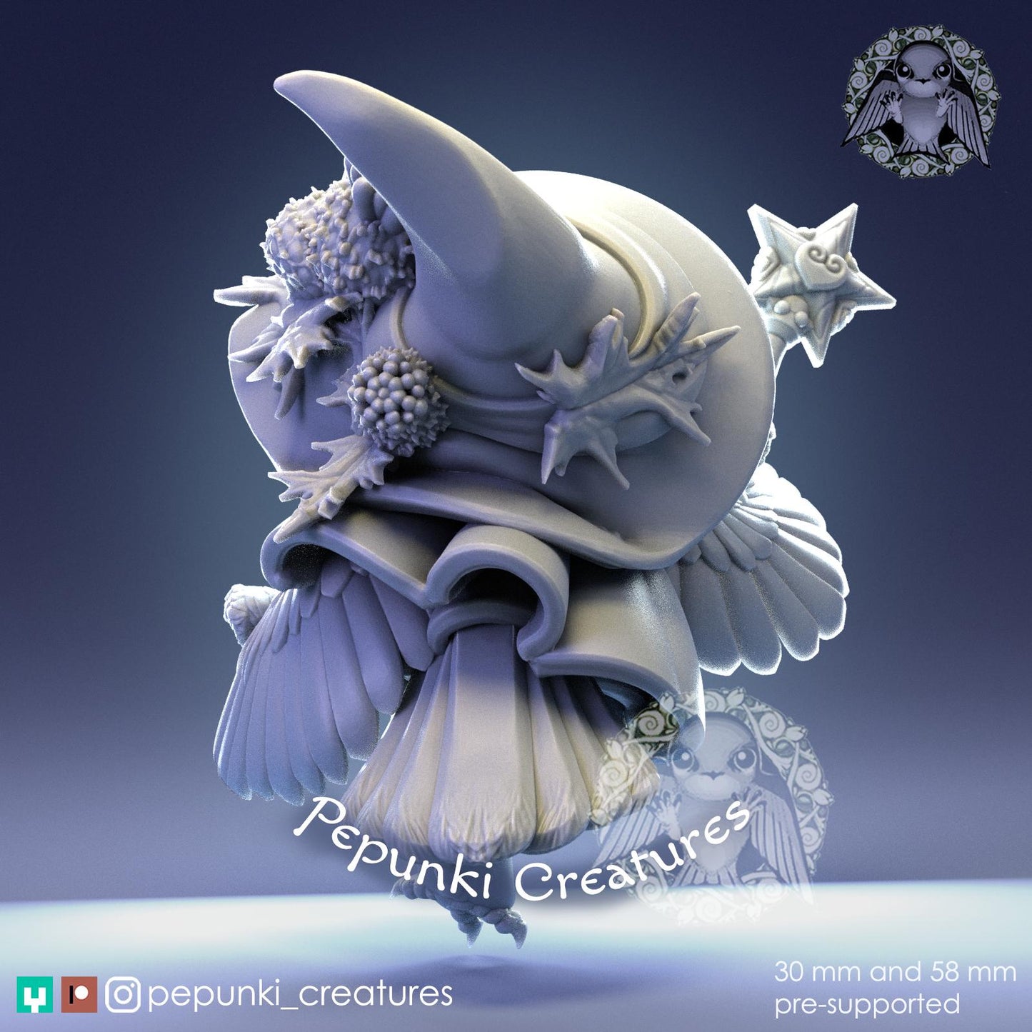 Owl Mage | Tabletop Miniature | Pepunki Creatures