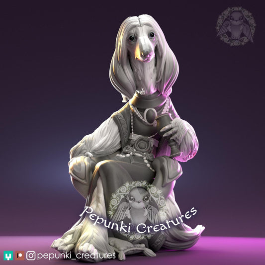 Afghan Hound Lady | Tabletop Miniature | Pepunki Creatures