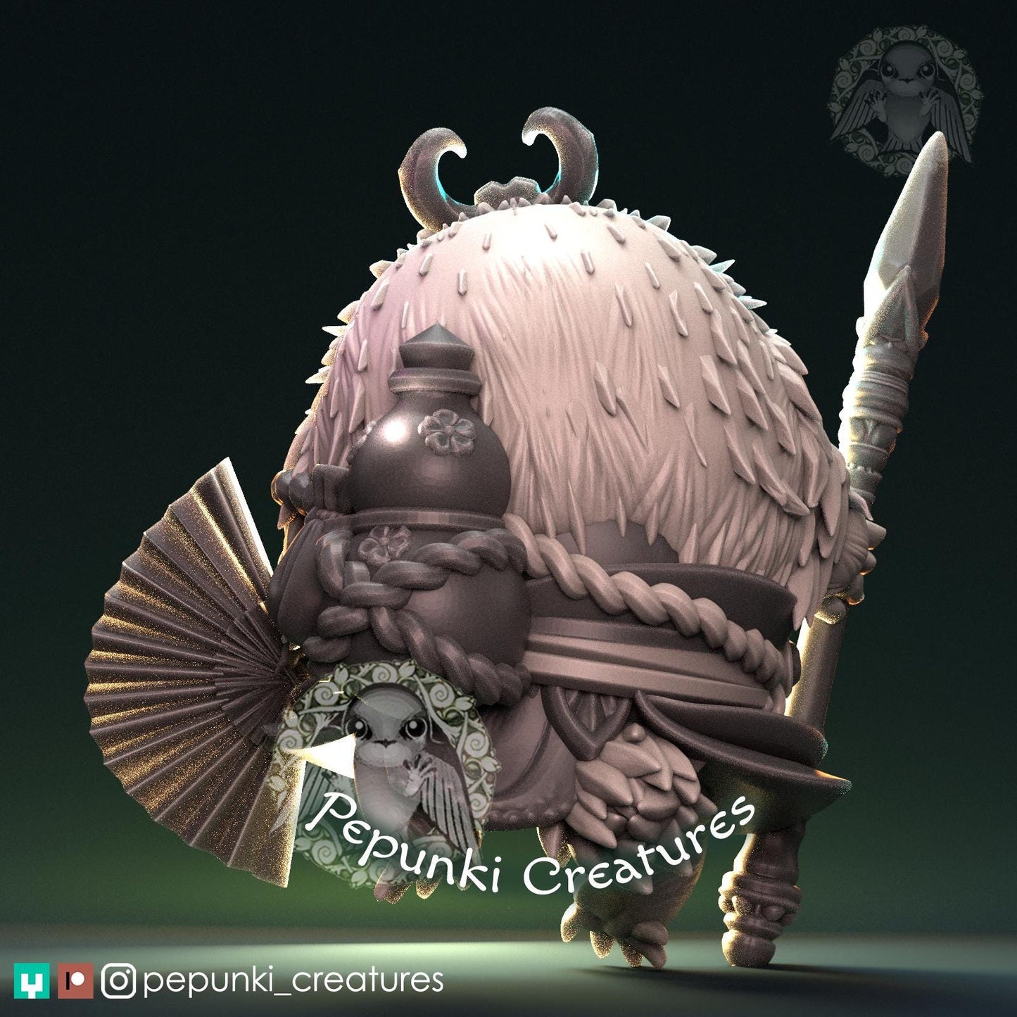Echidna Spearman | Tabletop Miniature | Pepunki Creatures
