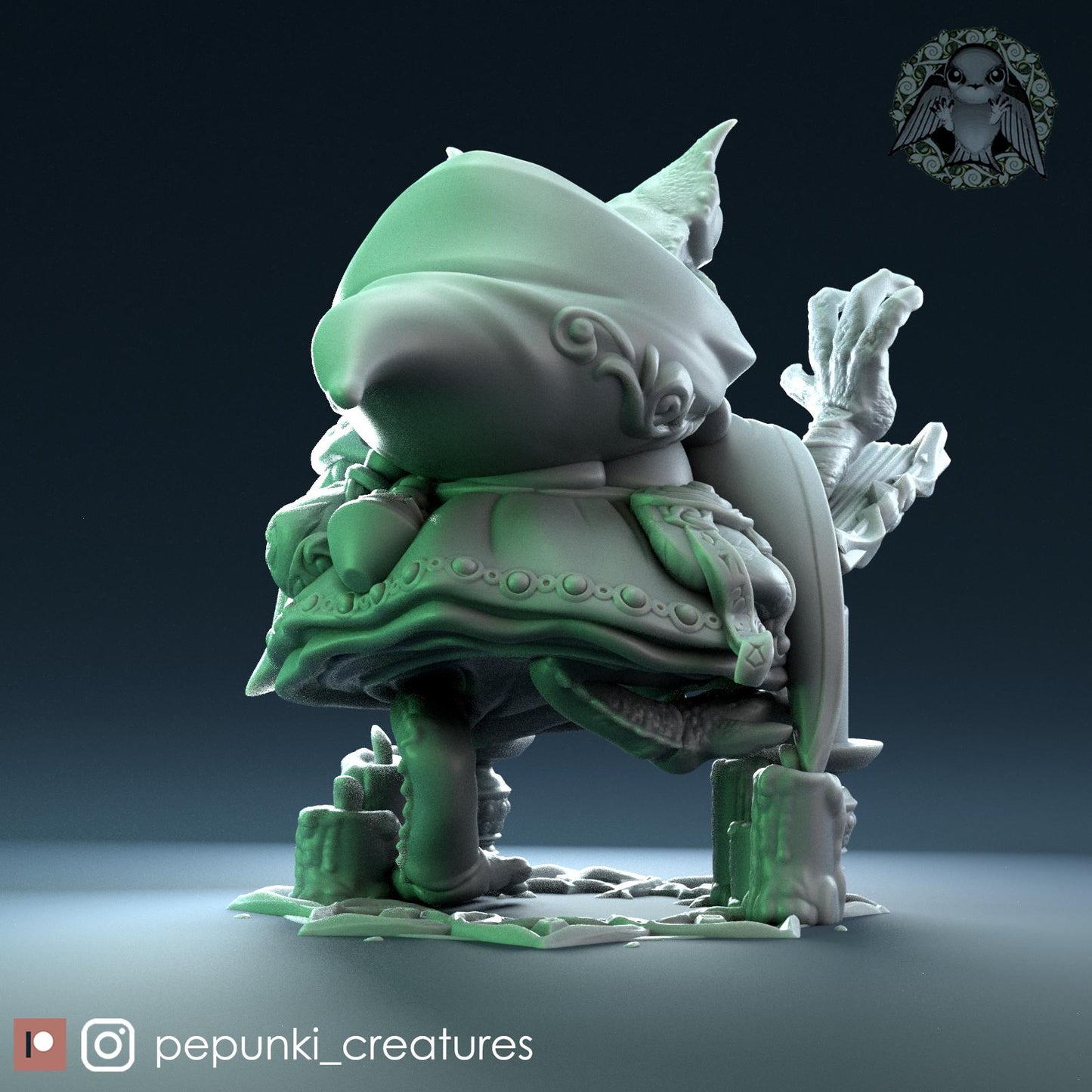 Horned Frog Necromancer | Tabletop Miniature | Pepunki Creatures