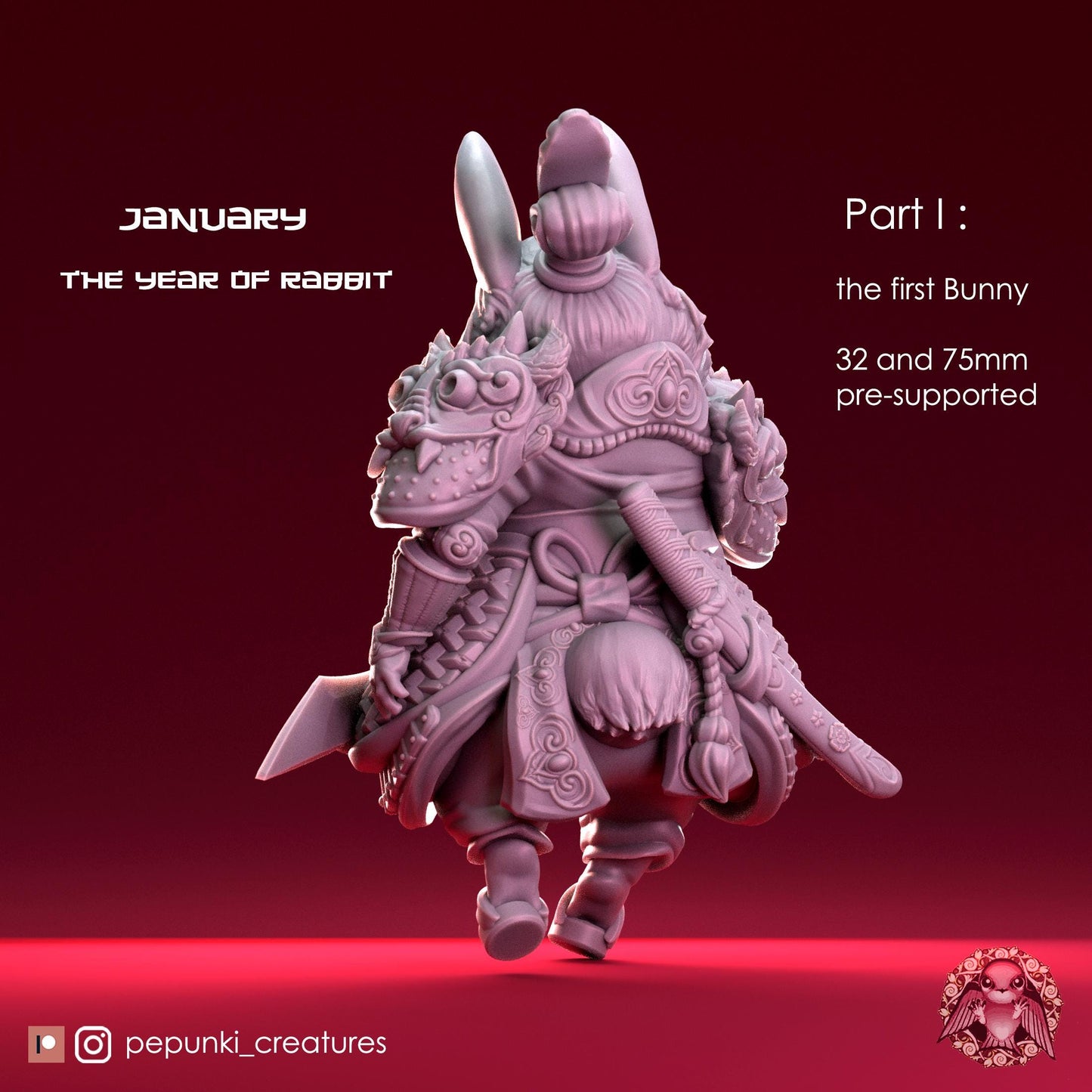 Bunny Warrior | Tabletop Miniature | Pepunki Creatures