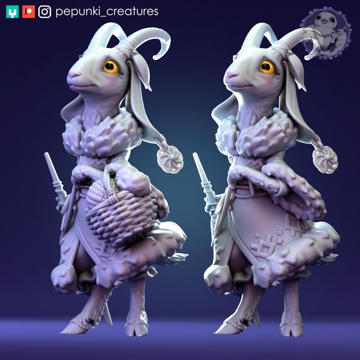 Goat Lady | Tabletop Miniature | Pepunki Creatures