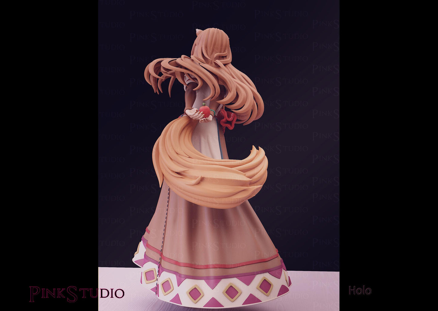 Wolf Spirit Girl Model Kit | 3D Resin Printed Figurine | Pink Studio