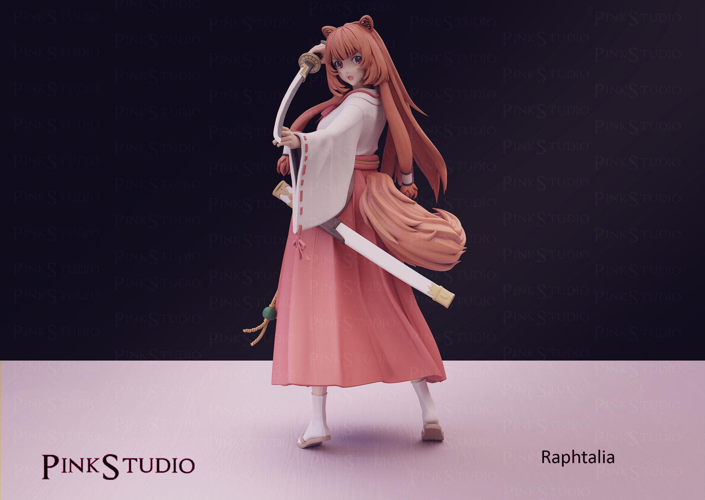 Tanuki Girl Model Kit | 3D Resin Printed Figurine | Pink Studio