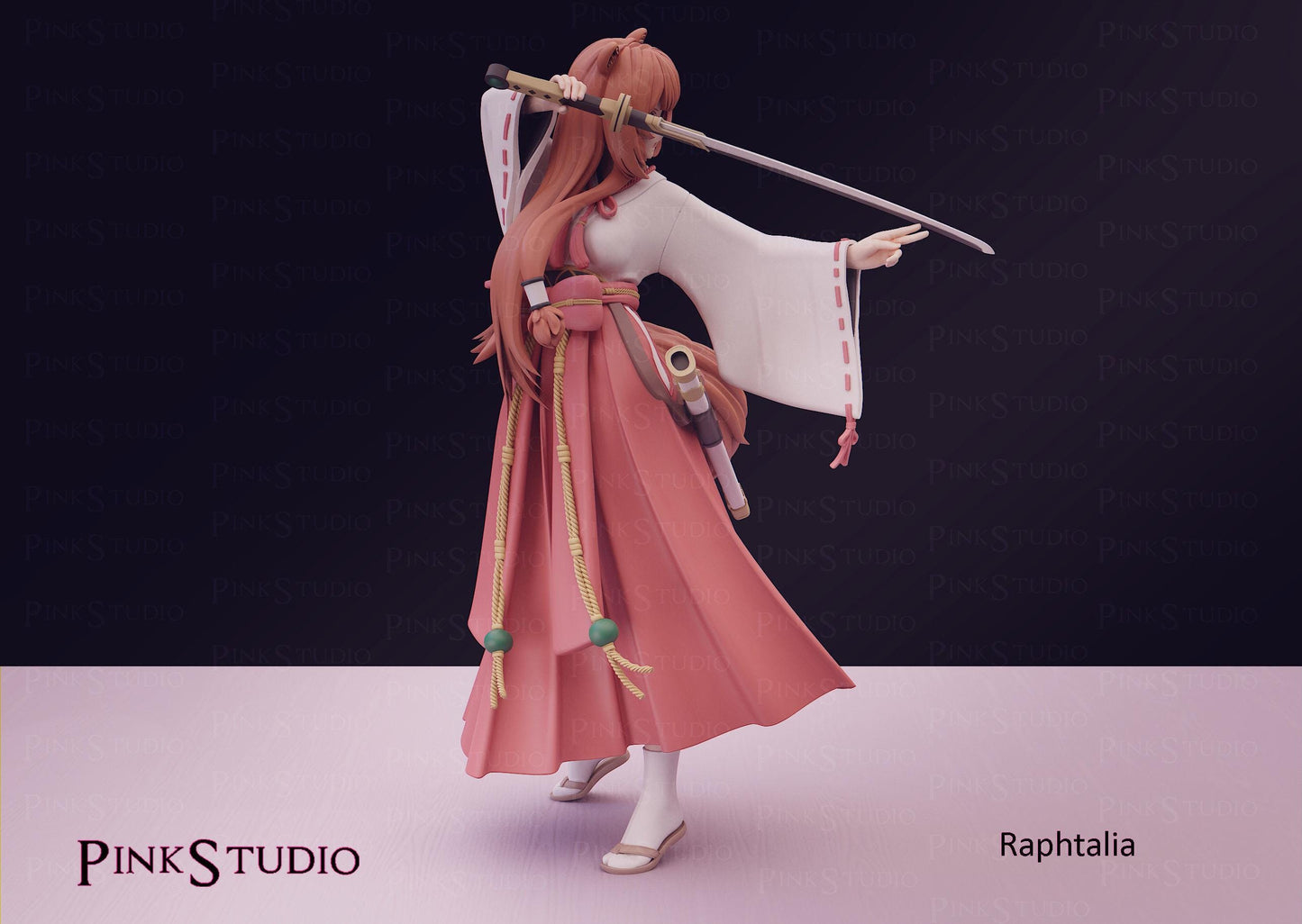 Tanuki Girl Model Kit | 3D Resin Printed Figurine | Pink Studio