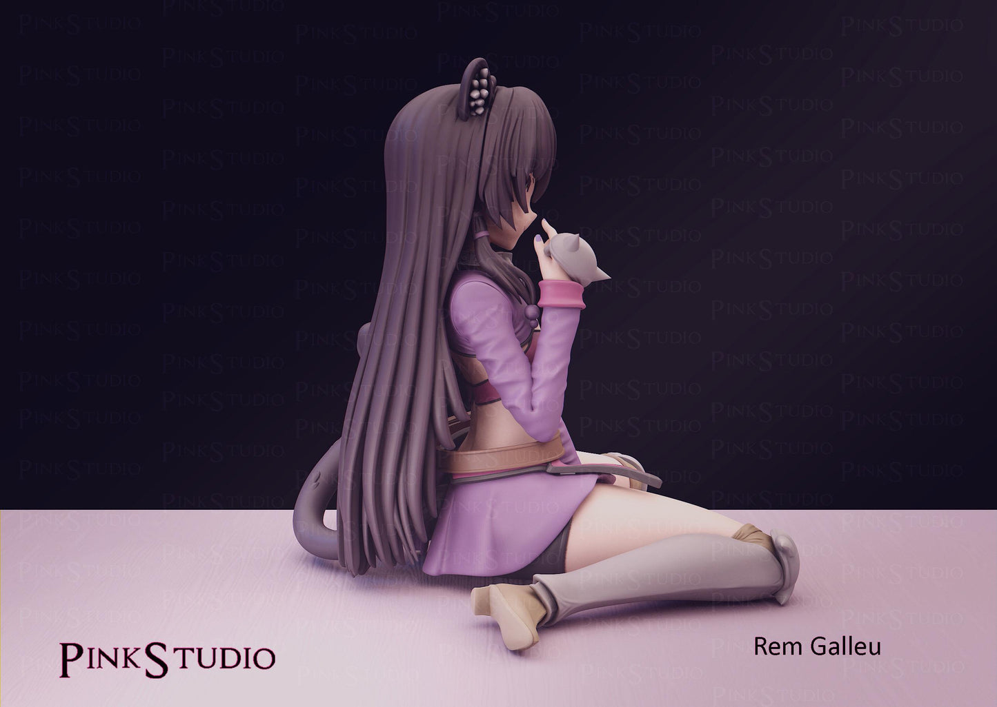 Cat Girl Model Kit | 3D Resin Printed Figurine | Pink Studio