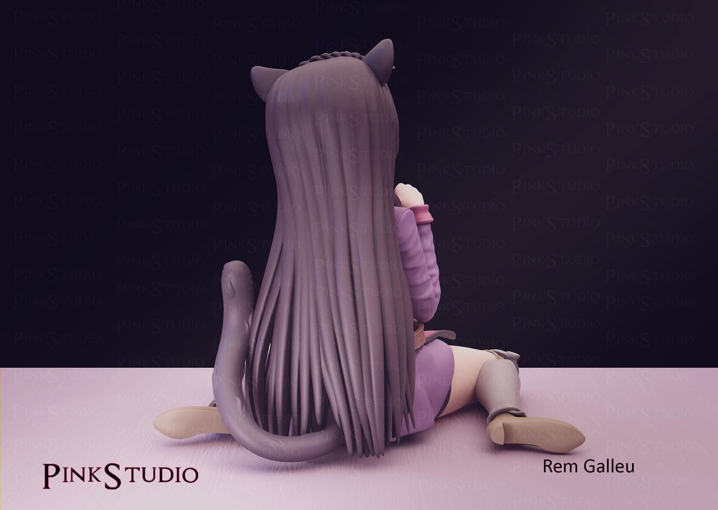 Cat Girl Model Kit | 3D Resin Printed Figurine | Pink Studio