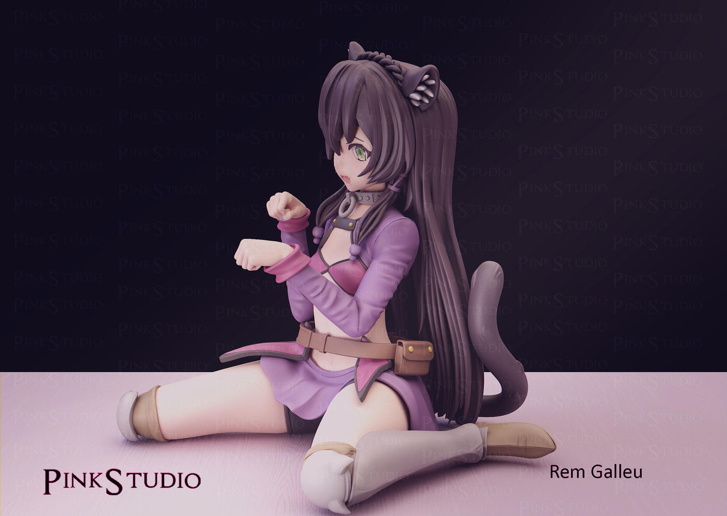 Cat Girl Model Kit | 3D Resin Printed Figurine | Pink Studio