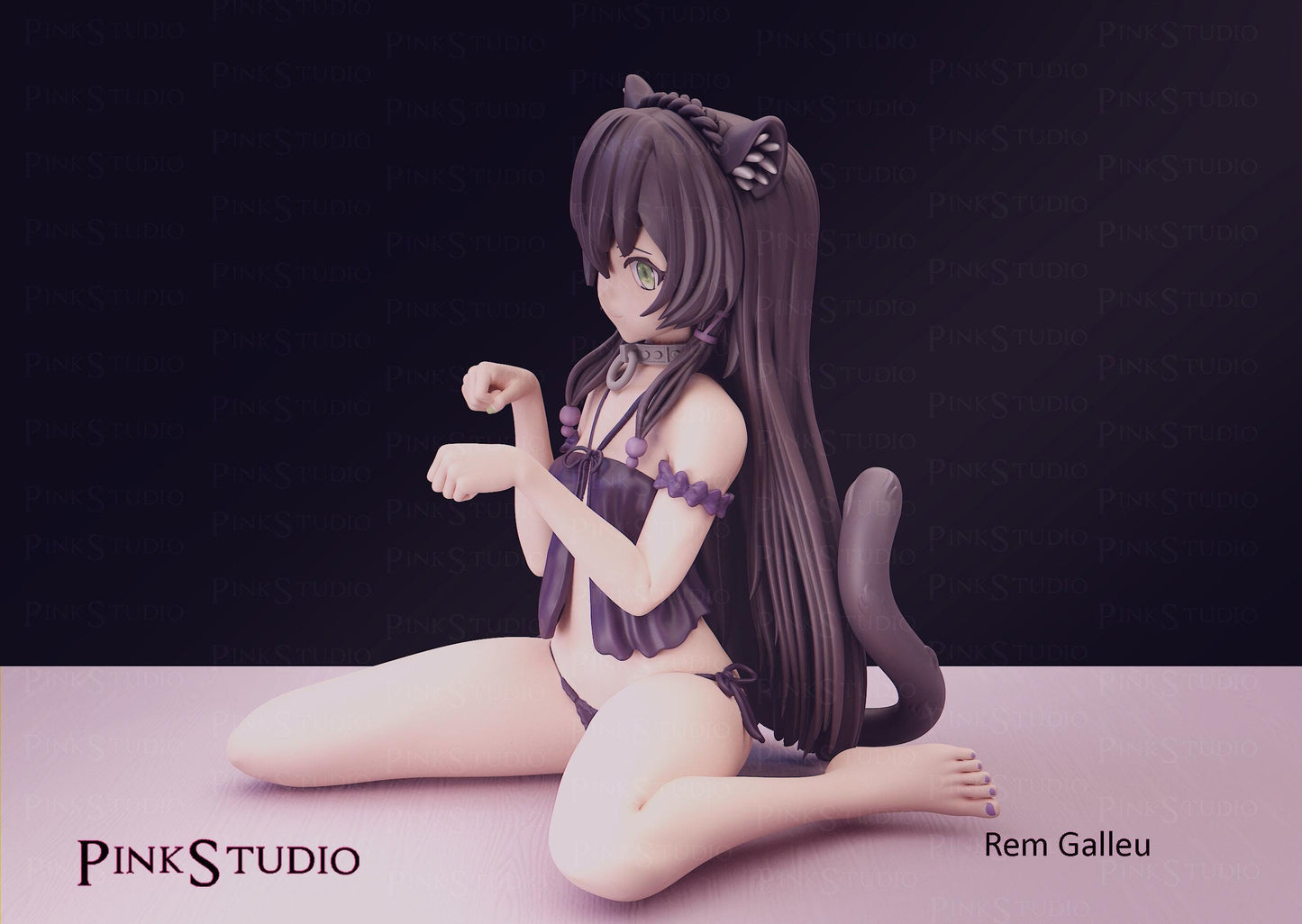 Cat Girl Model Kit | 3D Resin Printed Figurine | Pink Studio