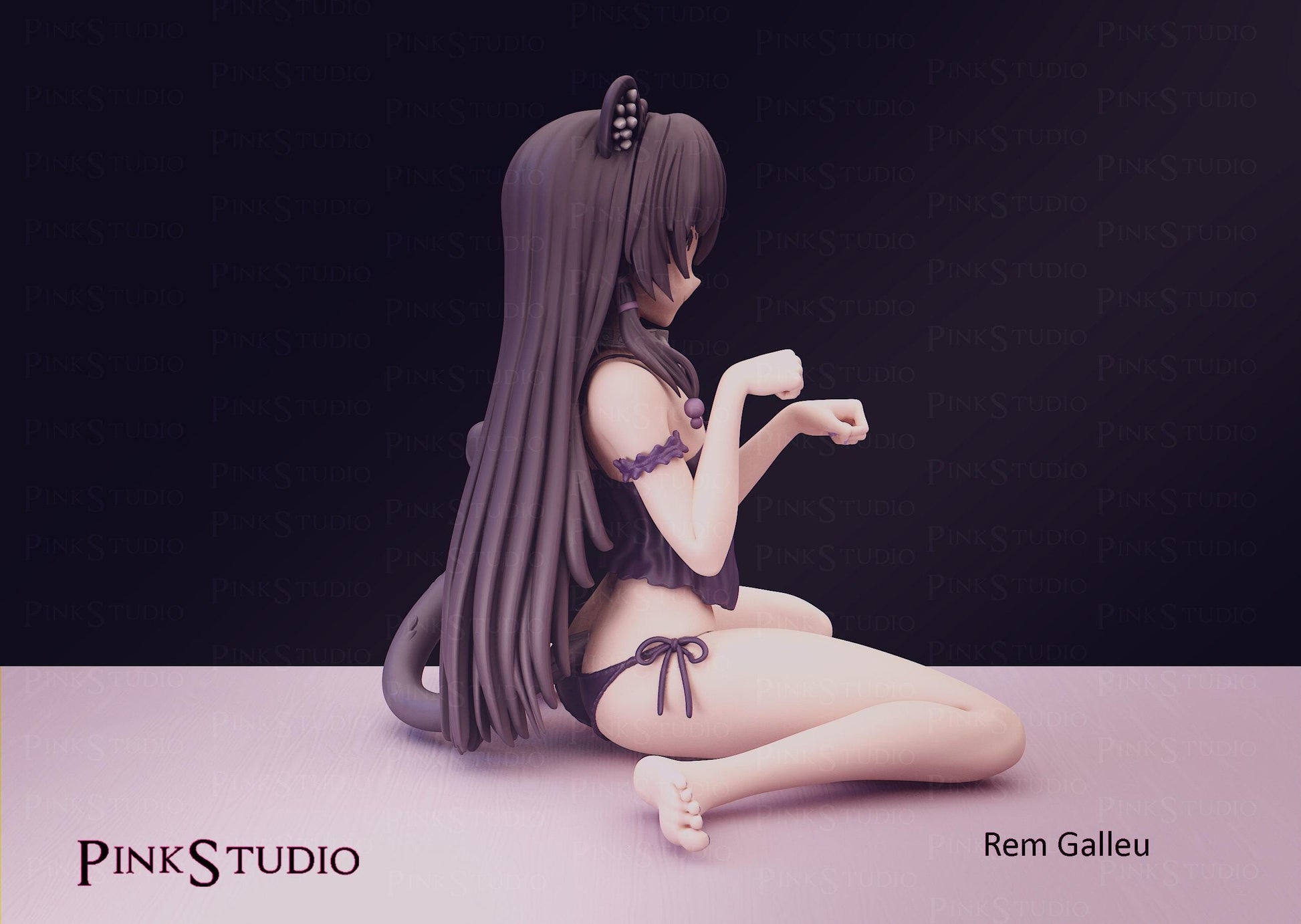 Cat Girl Model Kit | 3D Resin Printed Figurine | Pink Studio