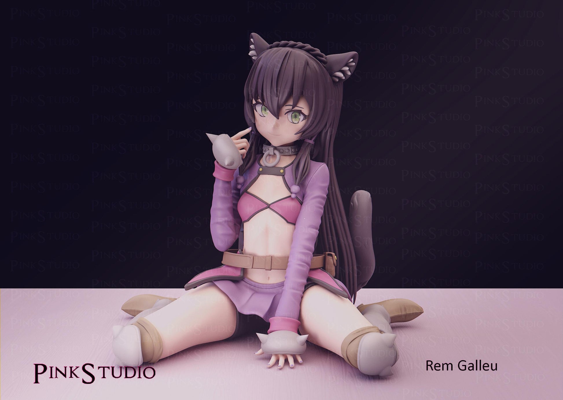 Cat Girl Model Kit | 3D Resin Printed Figurine | Pink Studio