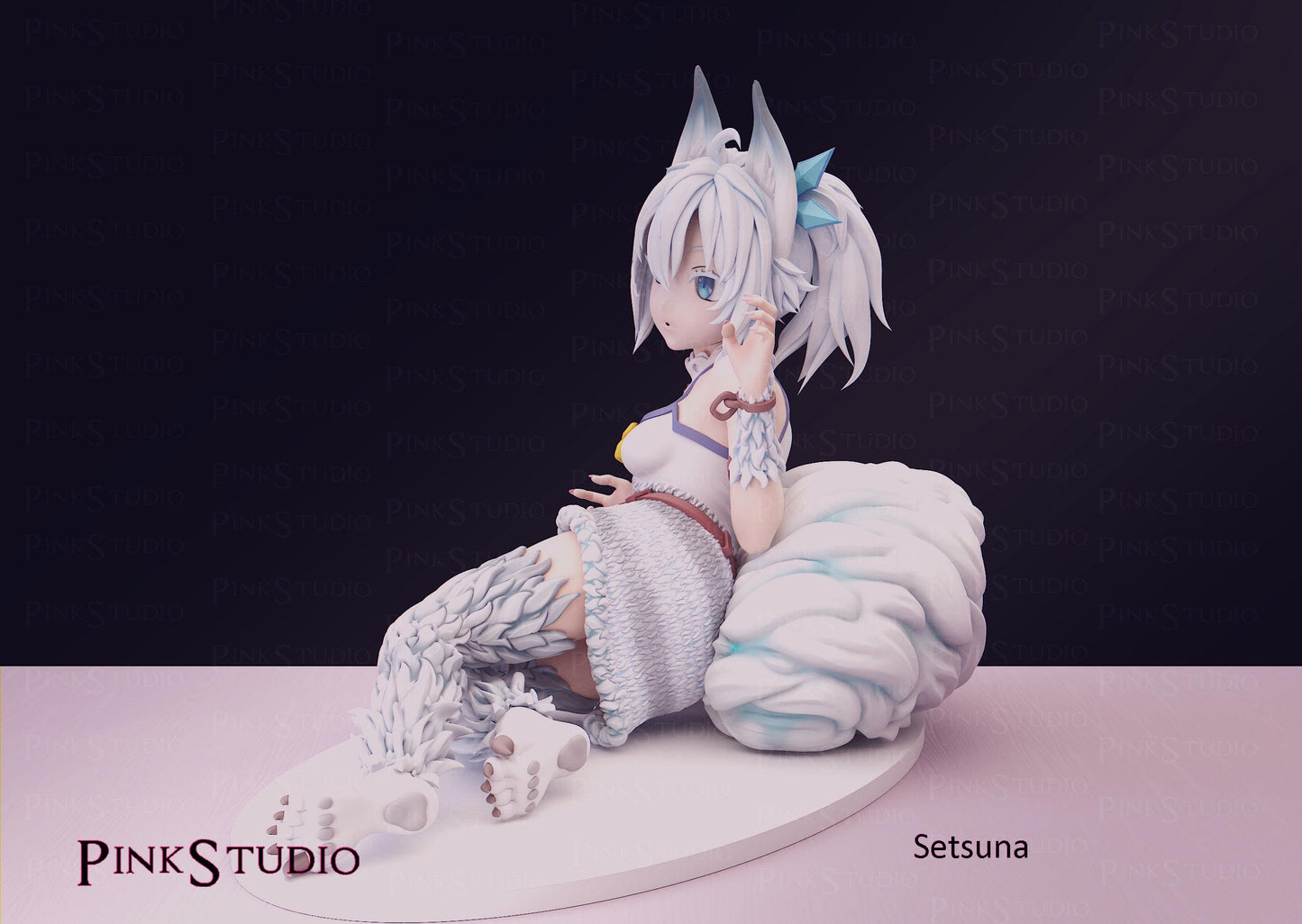 Wolf Girl Model Kit | 3D Resin Printed Figurine | Pink Studio