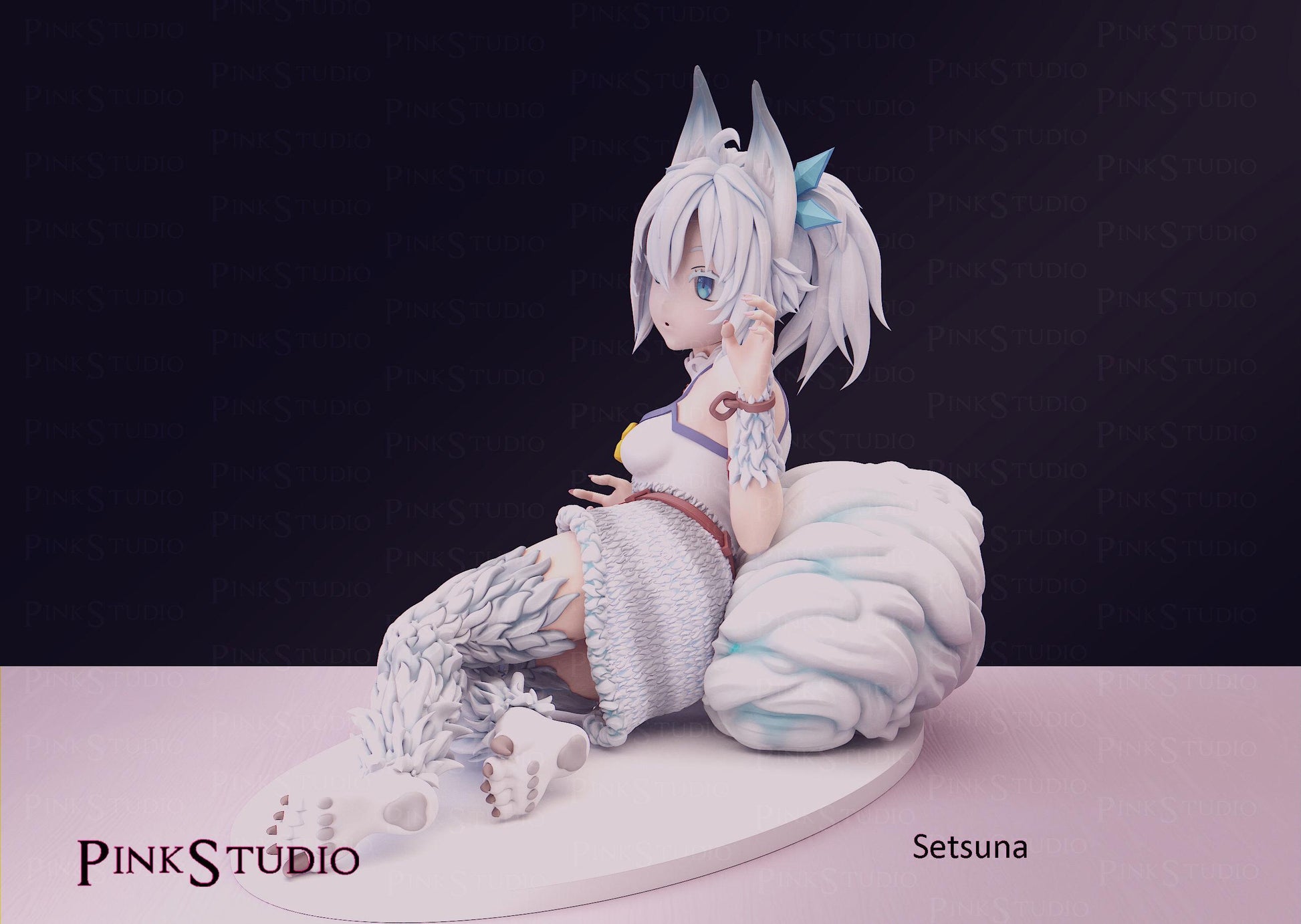 Wolf Girl Model Kit | 3D Resin Printed Figurine | Pink Studio