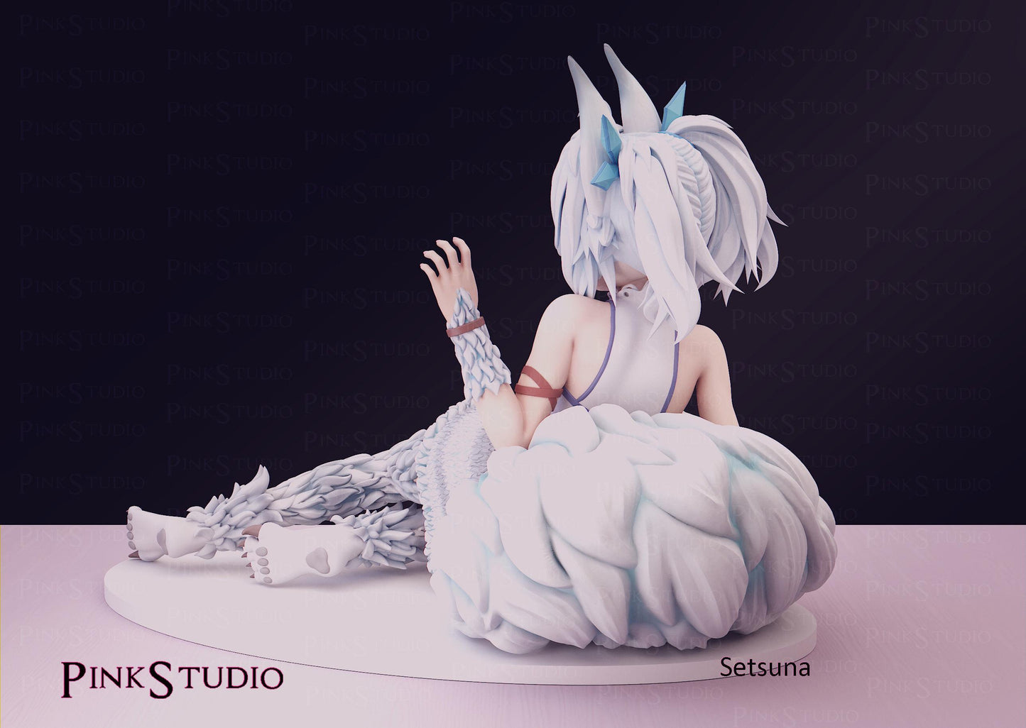 Wolf Girl Model Kit | 3D Resin Printed Figurine | Pink Studio