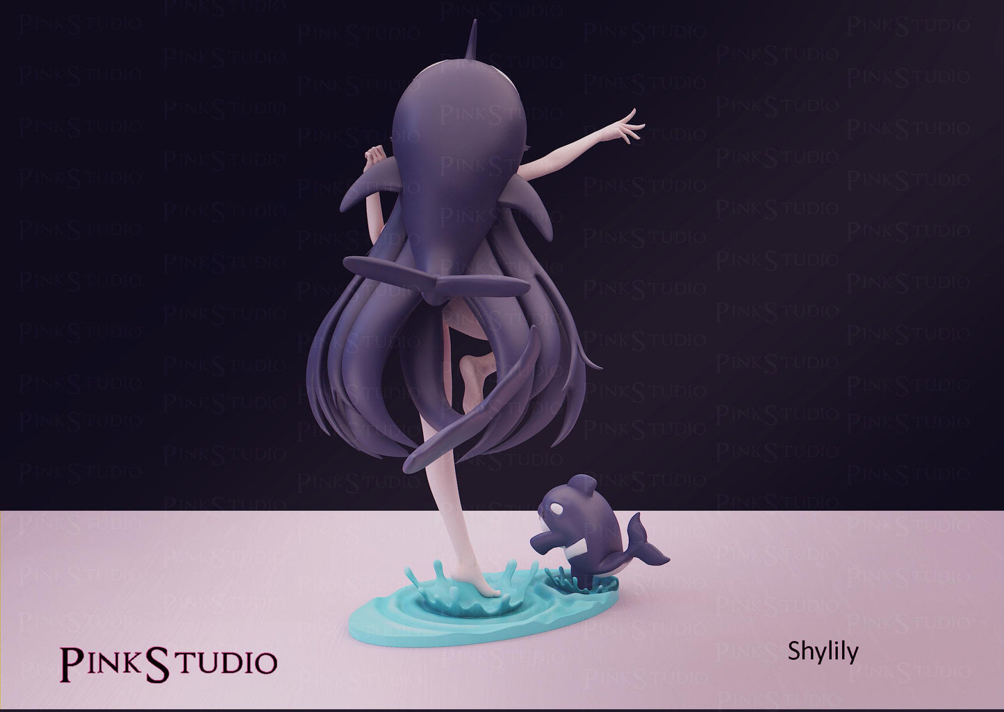 Orca Girl Model Kit | 3D Resin Printed Figurine | Pink Studio