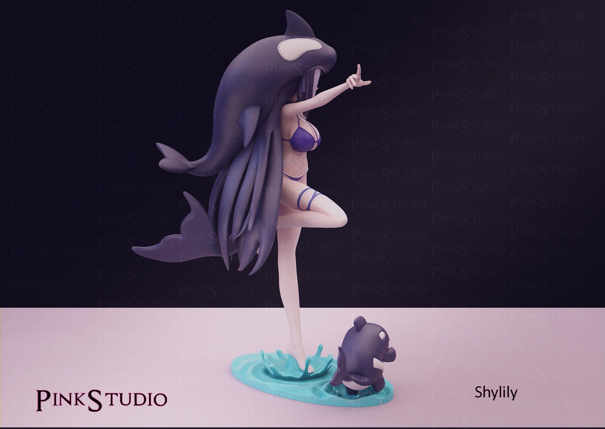 Orca Girl Model Kit | 3D Resin Printed Figurine | Pink Studio