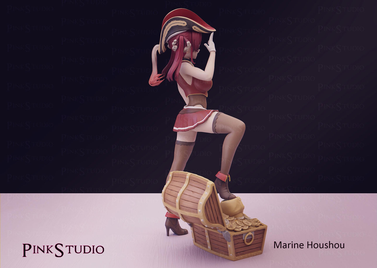 Pirate Girl Model Kit | 3D Resin Printed Figurine | Pink Studio