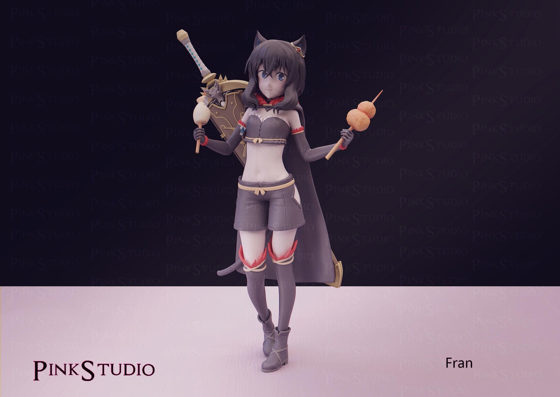 Cat Girl Model Kit | 3D Resin Printed Figurine | Pink Studio