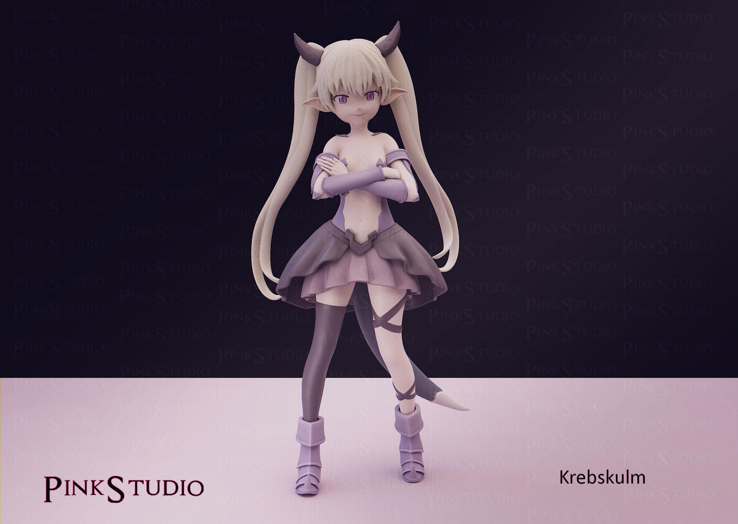 Demon Girl Model Kit | 3D Resin Printed Figurine | Pink Studio