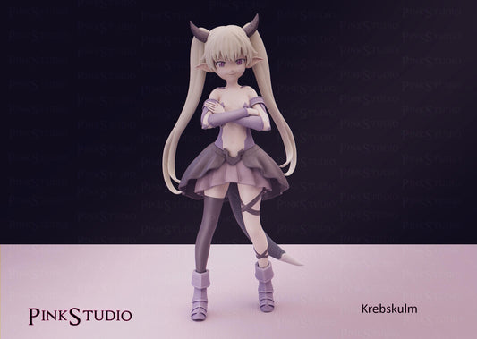 Demon Girl Model Kit | 3D Resin Printed Figurine | Pink Studio