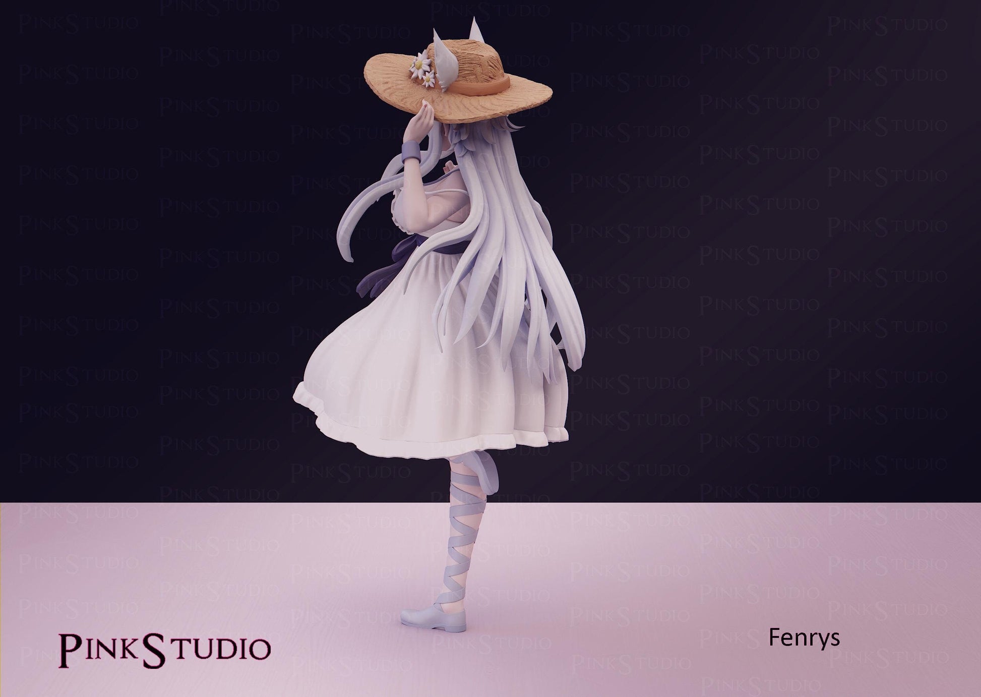 Wolf Girl Model Kit | 3D Resin Printed Figurine | Pink Studio