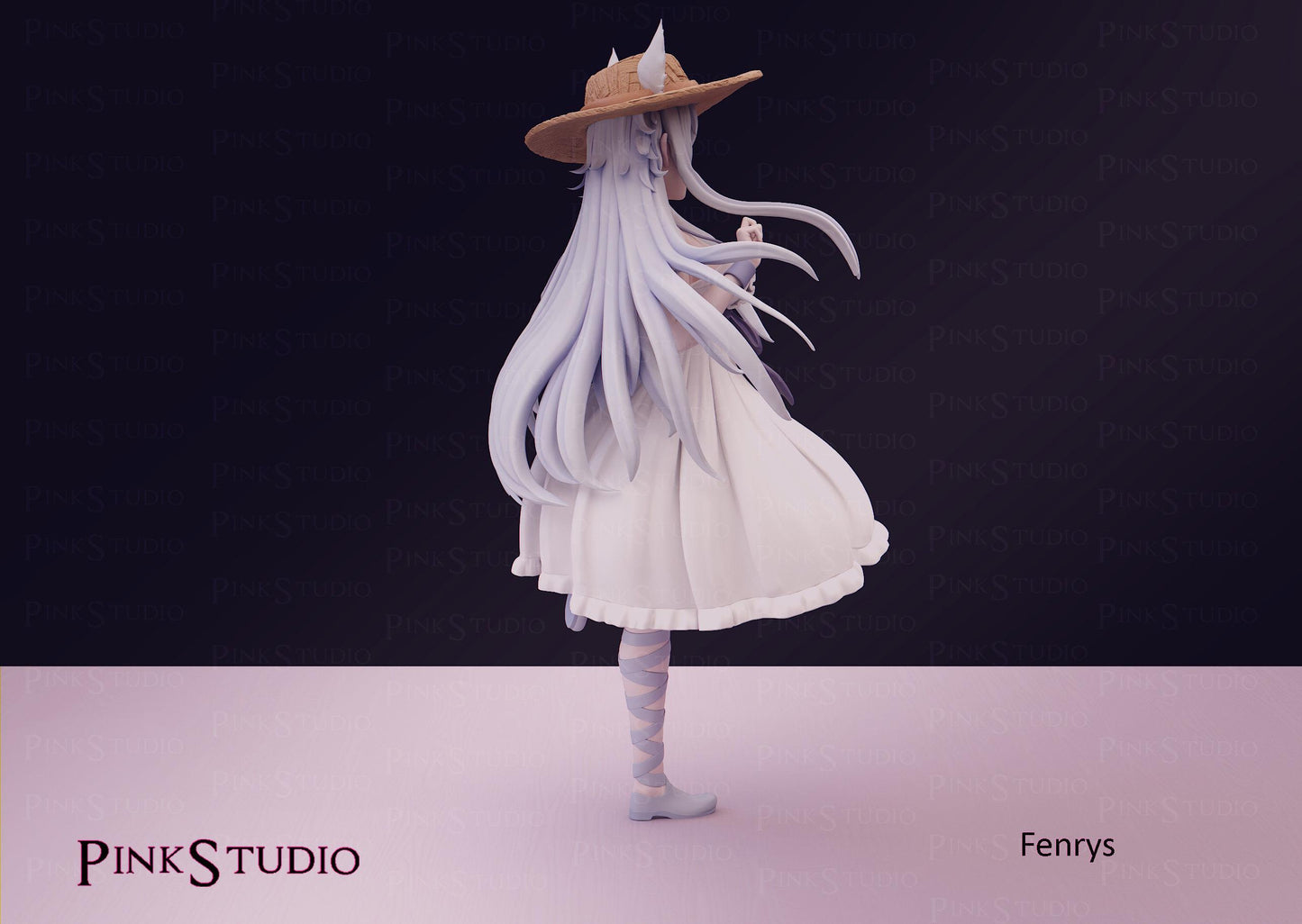 Wolf Girl Model Kit | 3D Resin Printed Figurine | Pink Studio