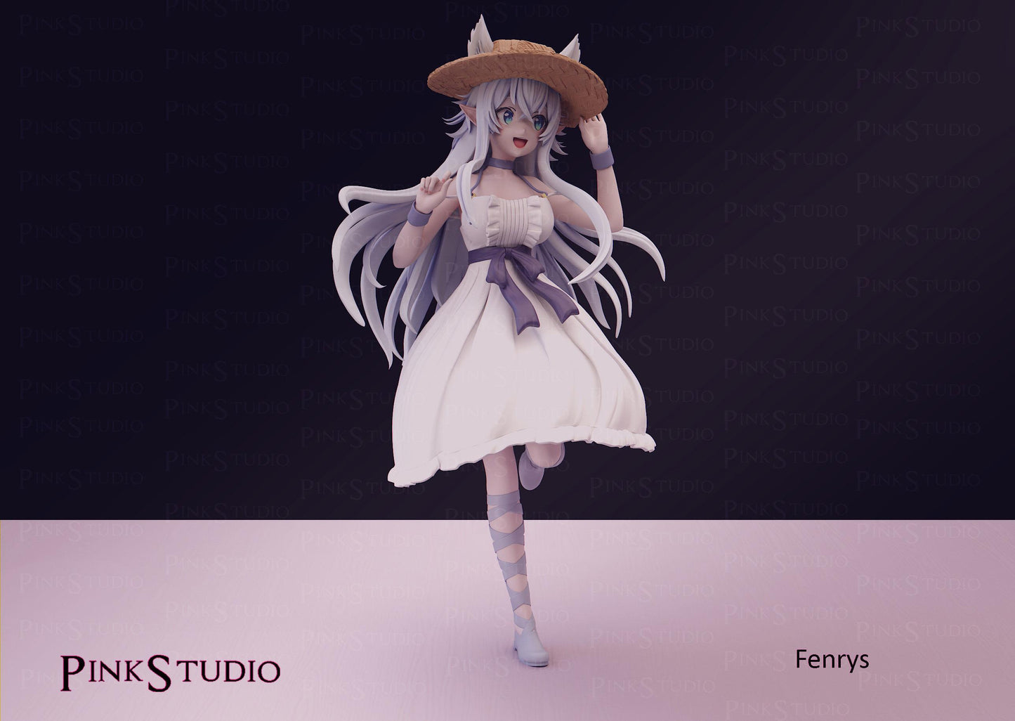 Wolf Girl Model Kit | 3D Resin Printed Figurine | Pink Studio