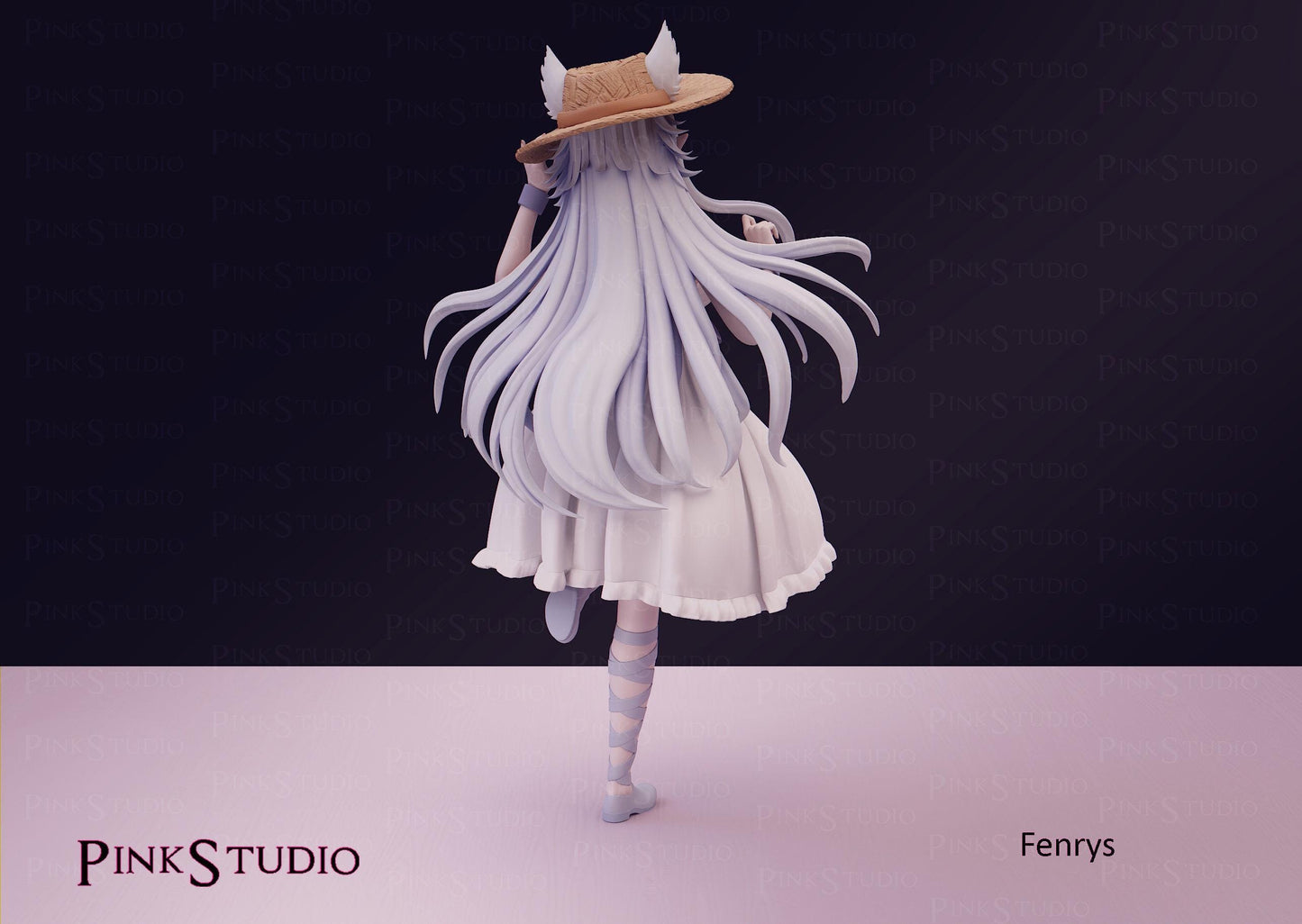 Wolf Girl Model Kit | 3D Resin Printed Figurine | Pink Studio