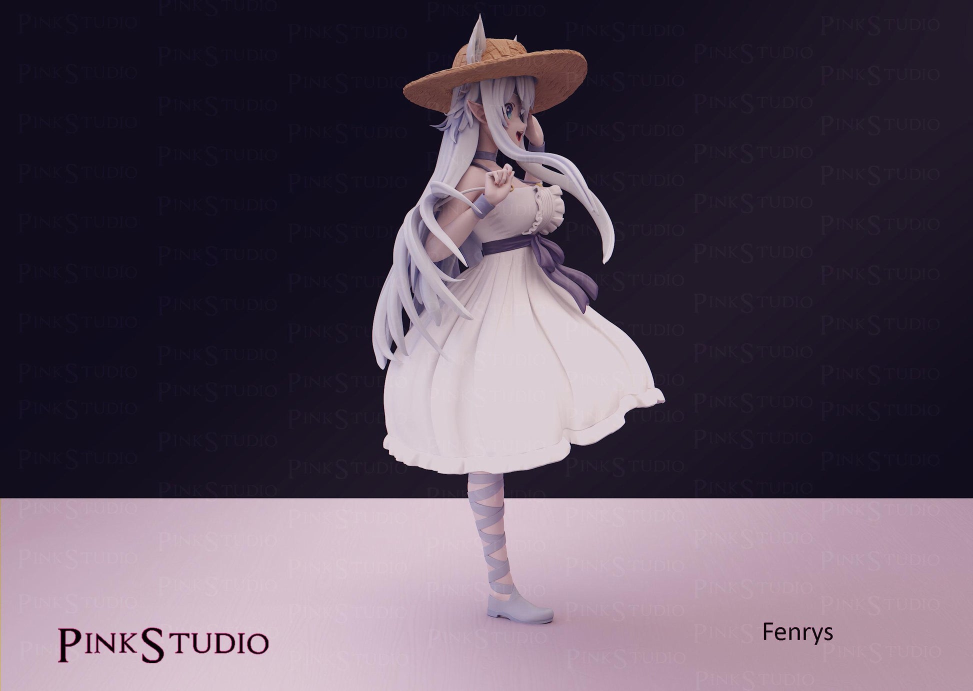 Wolf Girl Model Kit | 3D Resin Printed Figurine | Pink Studio