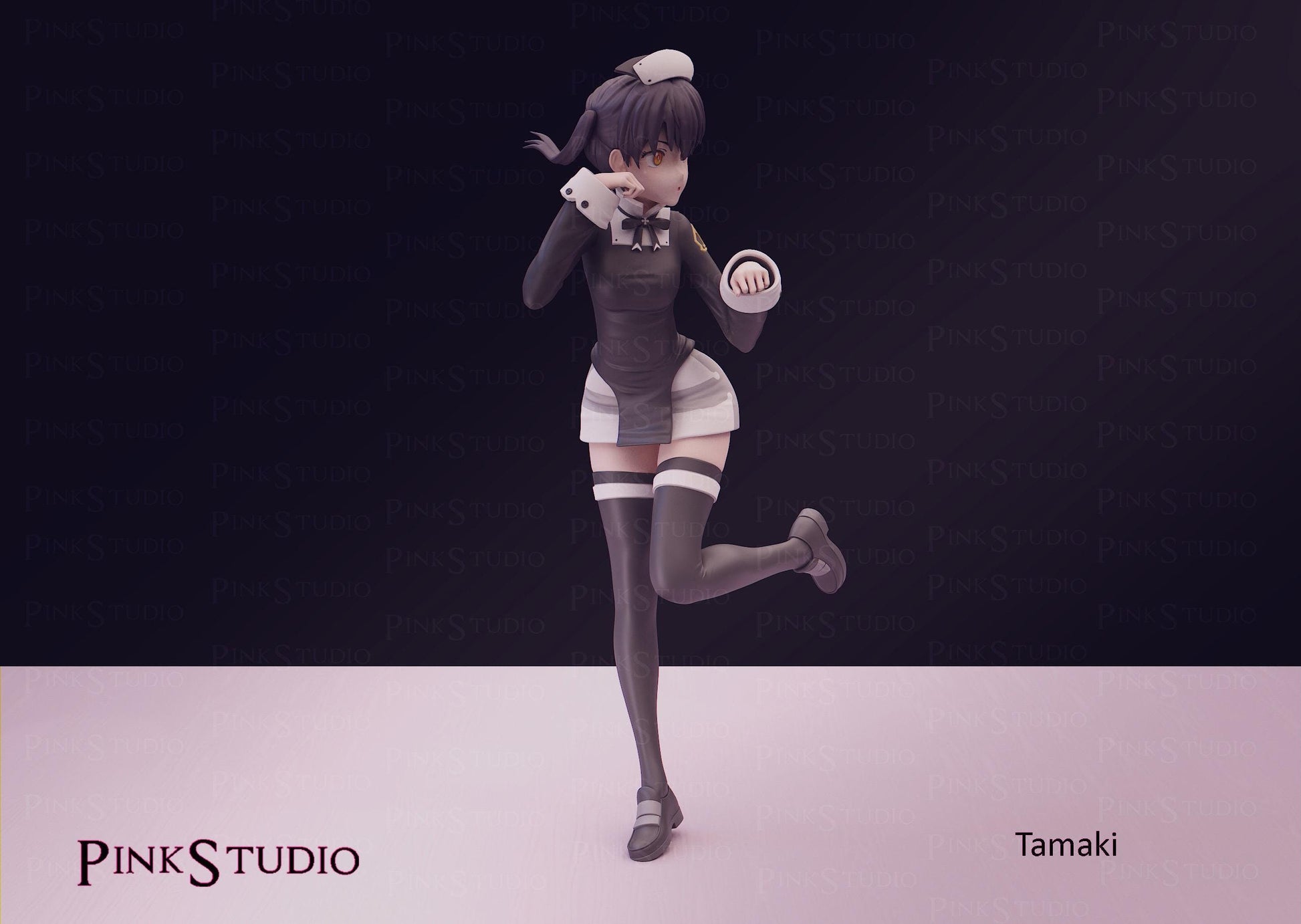 Fire Fighter Girl Model Kit | 3D Resin Printed Figurine | Pink Studio