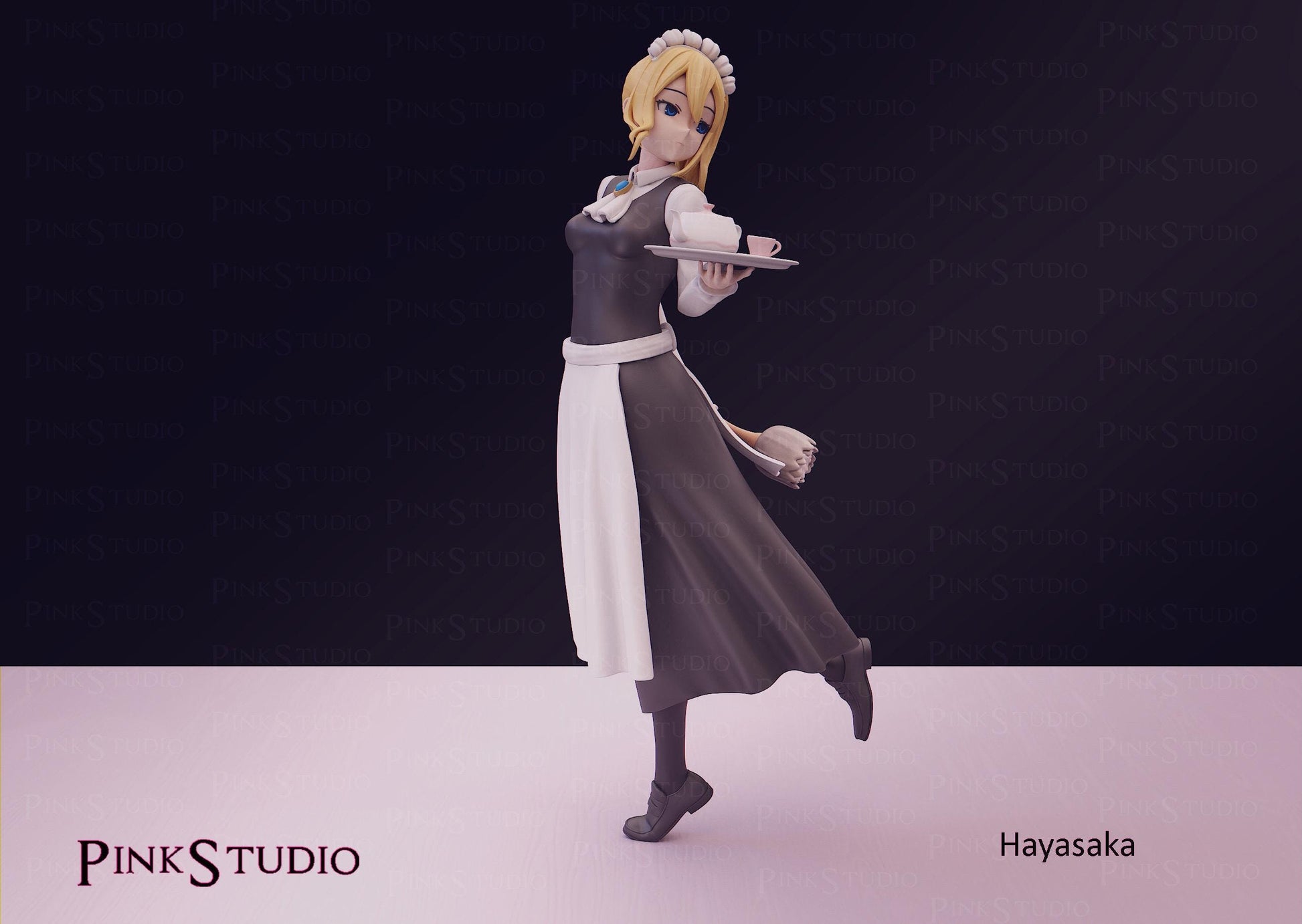 Maid Girl Model Kit | 3D Resin Printed Figurine | Pink Studio