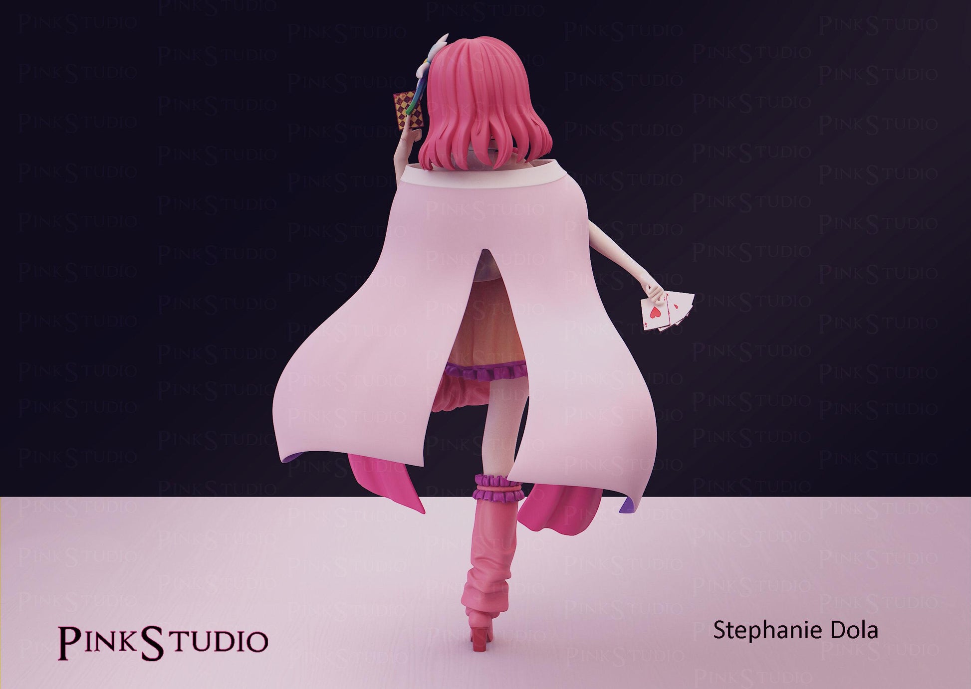 Poker Girl Model Kit | 3D Resin Printed Figurine | Pink Studio