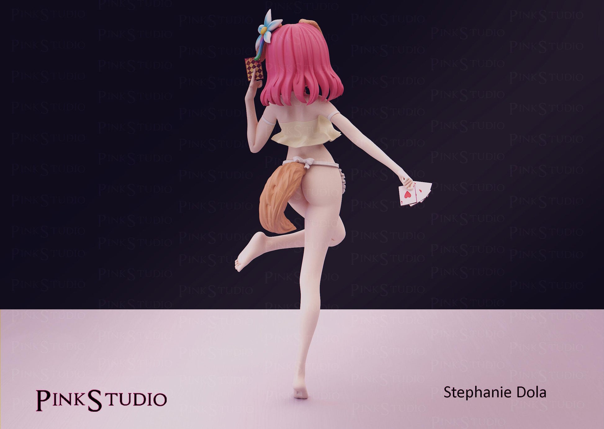 Poker Girl Model Kit | 3D Resin Printed Figurine | Pink Studio