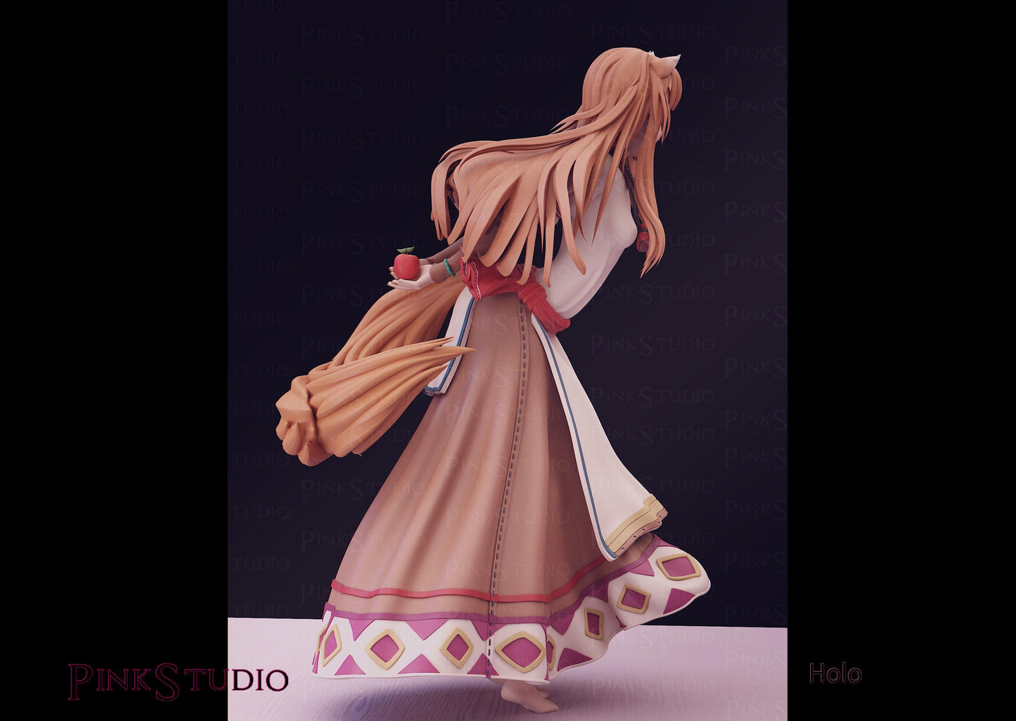 Wolf Spirit Girl Model Kit | 3D Resin Printed Figurine | Pink Studio