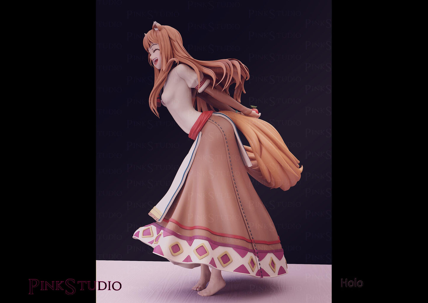 Wolf Spirit Girl Model Kit | 3D Resin Printed Figurine | Pink Studio