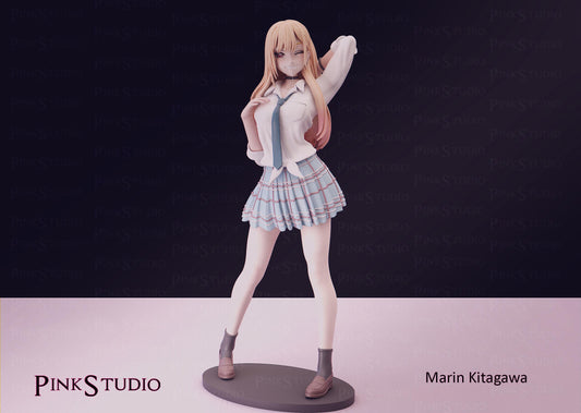 Japanese Schoolgirl Model Kit | 3D Resin Printed Figurine | Pink Studio