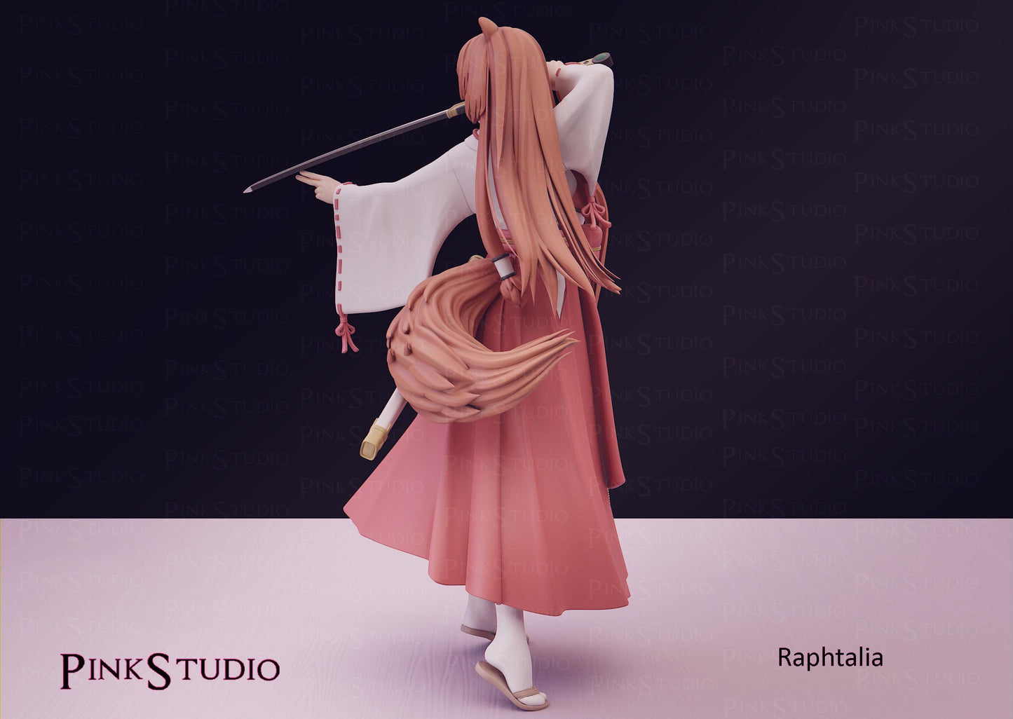 Tanuki Girl Model Kit | 3D Resin Printed Figurine | Pink Studio