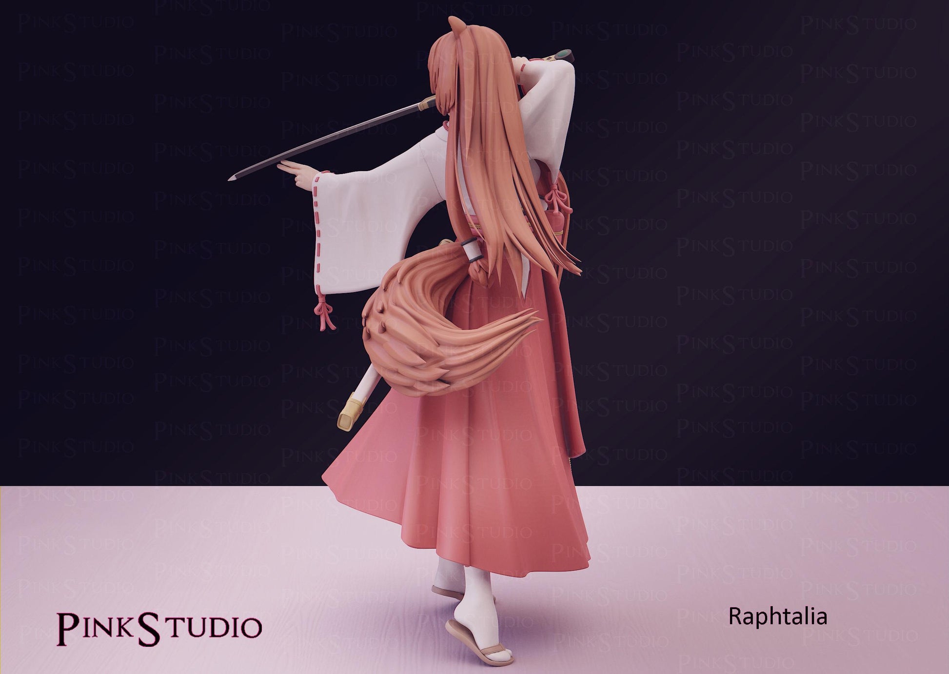 Tanuki Girl Model Kit | 3D Resin Printed Figurine | Pink Studio
