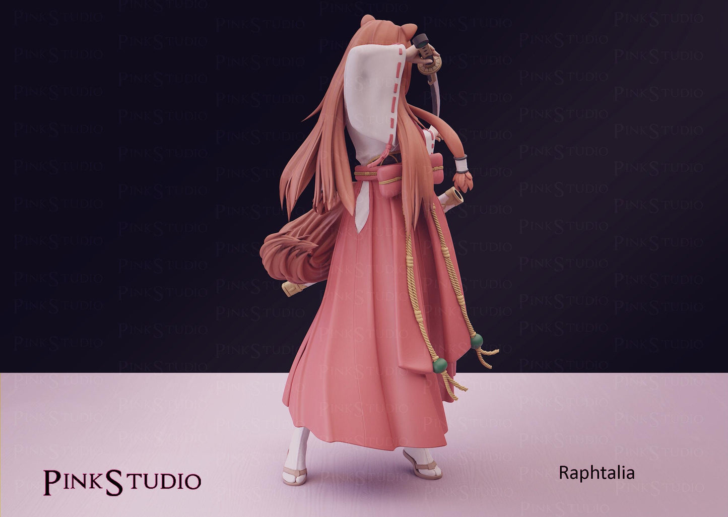 Tanuki Girl Model Kit | 3D Resin Printed Figurine | Pink Studio