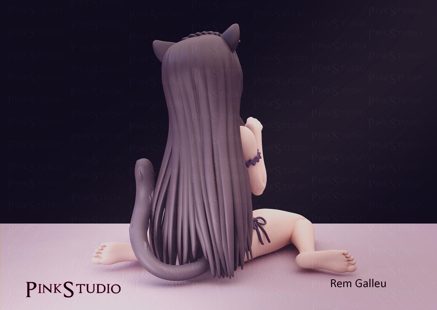Cat Girl Model Kit | 3D Resin Printed Figurine | Pink Studio