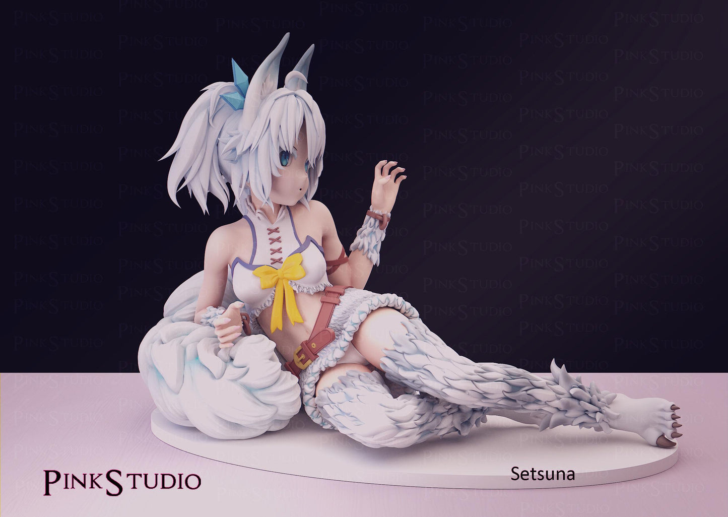 Wolf Girl Model Kit | 3D Resin Printed Figurine | Pink Studio