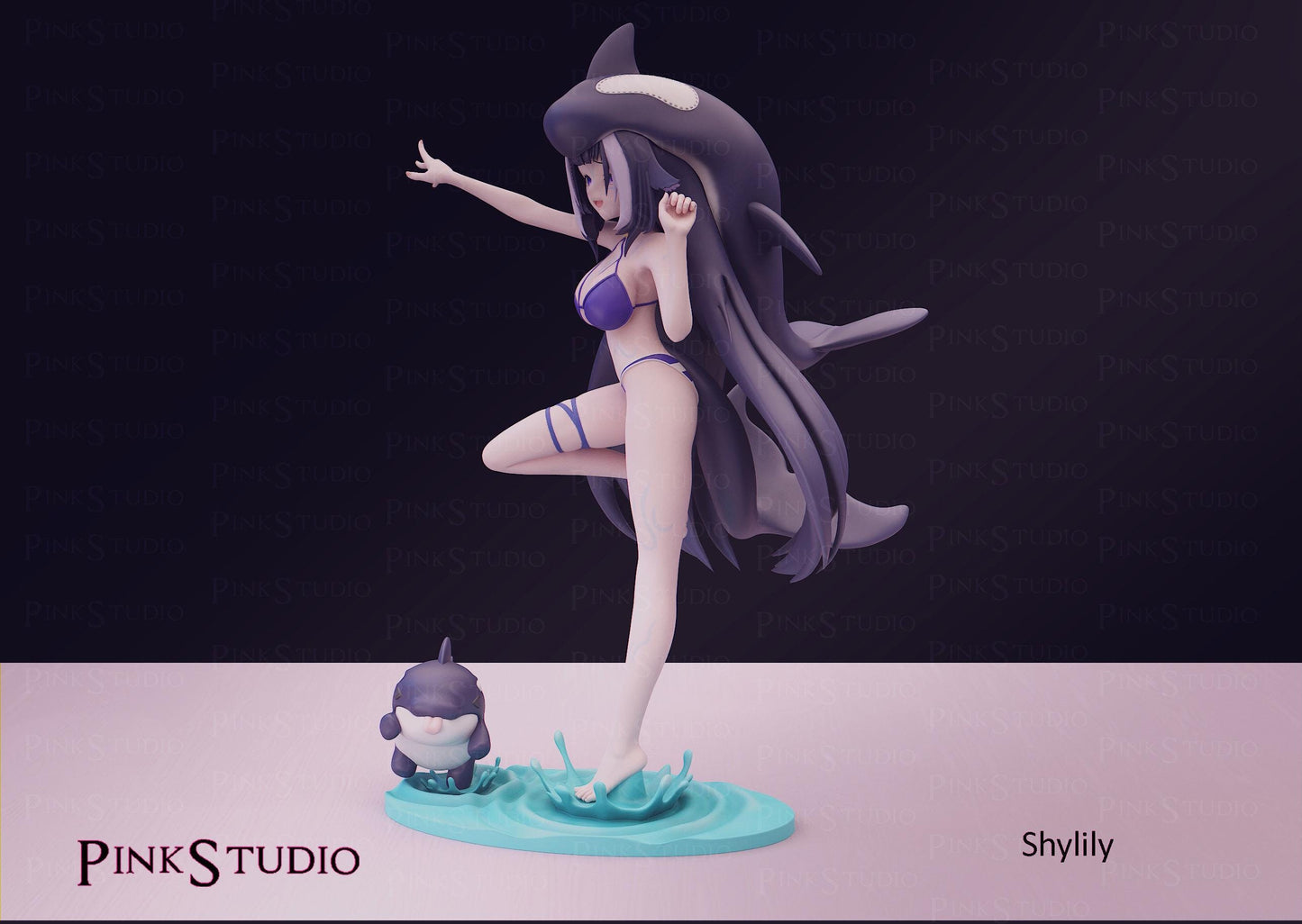Orca Girl Model Kit | 3D Resin Printed Figurine | Pink Studio