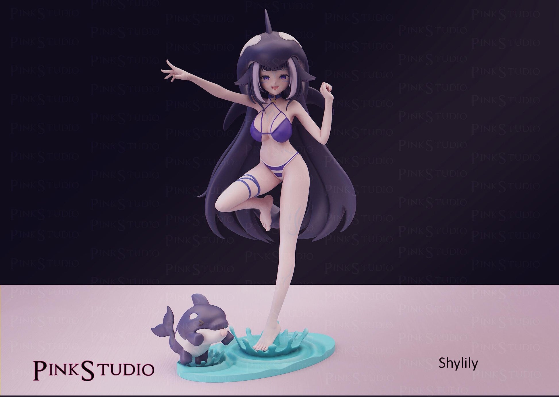 Orca Girl Model Kit | 3D Resin Printed Figurine | Pink Studio