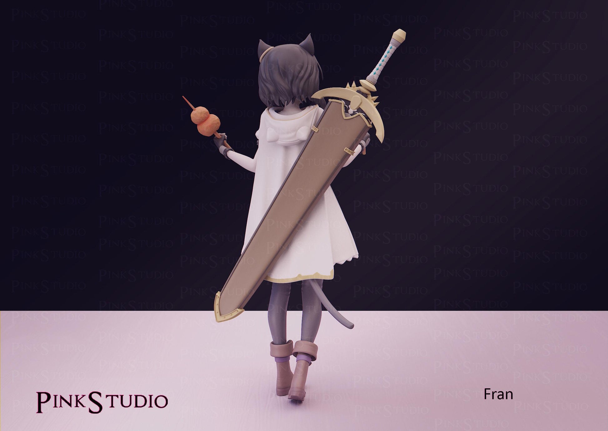 Cat Girl Model Kit | 3D Resin Printed Figurine | Pink Studio