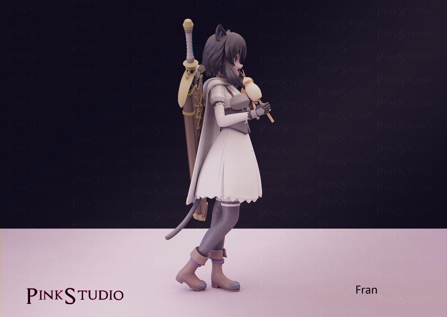 Cat Girl Model Kit | 3D Resin Printed Figurine | Pink Studio